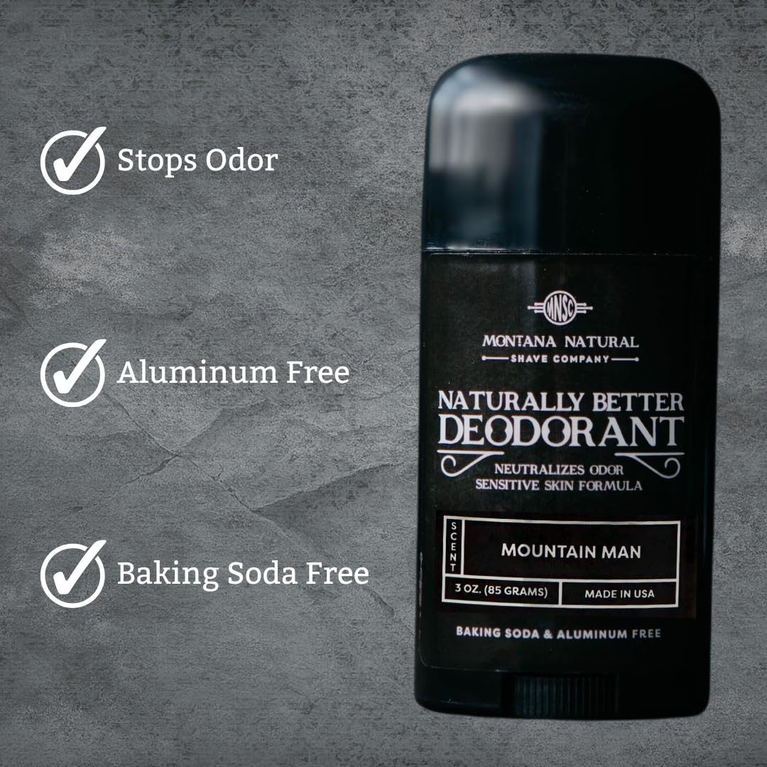 MNSC Mountain Man Deodorant - Magnesium & Activated Charcoal, Sensitive Skin Formula - Aluminum-Free, Baking Soda-Free, All-Natural, Plant-Derived Beauty and Personal Care Montana Natural Shave Company