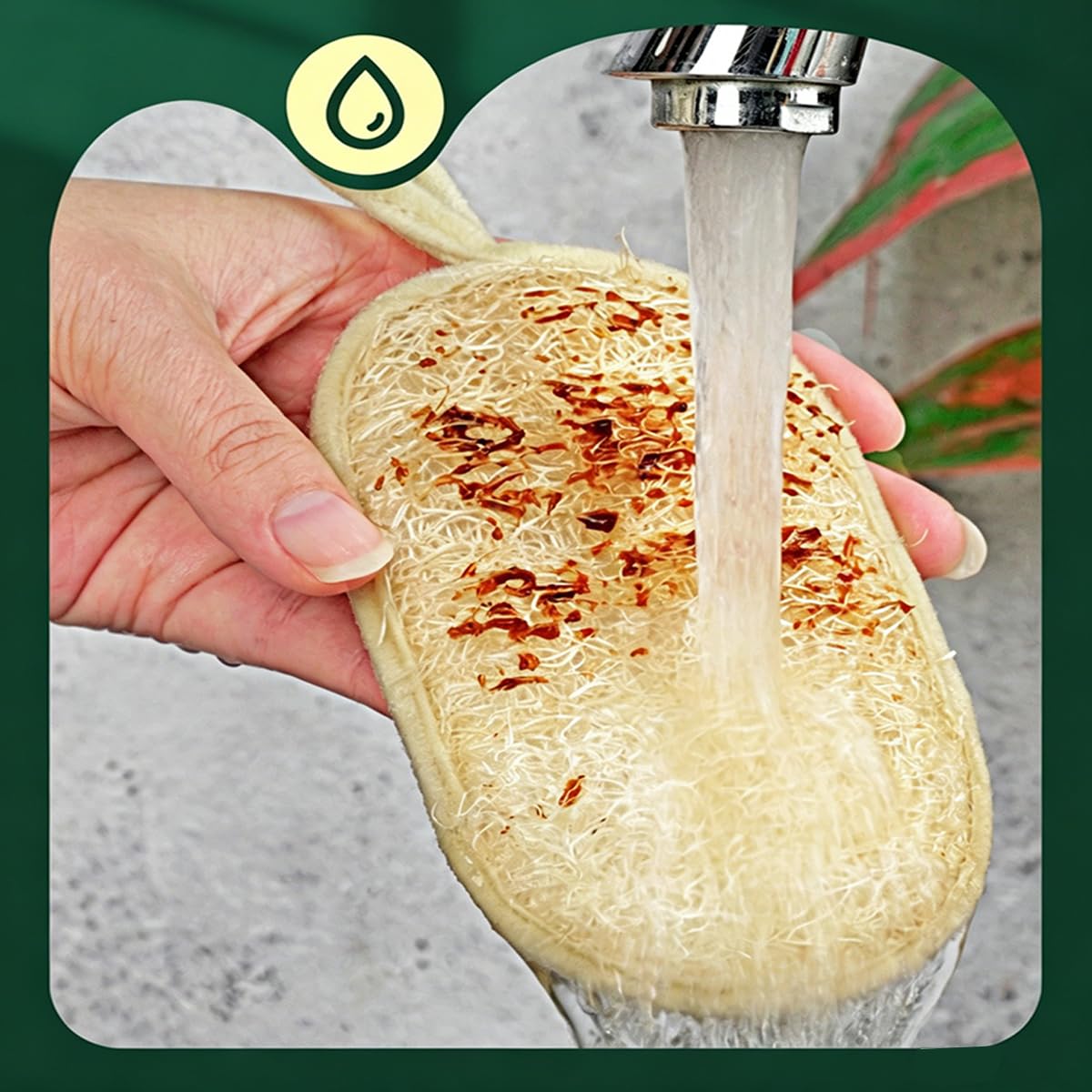Pwefopessc Loofah Sponges Natural BPA Free Loofah for Dishes, Natural Loofah & Silver Wire Kitchen Sponge with Hanging Loop for Cookware,Exfoliating Beauty and Personal Care Pwefopessc