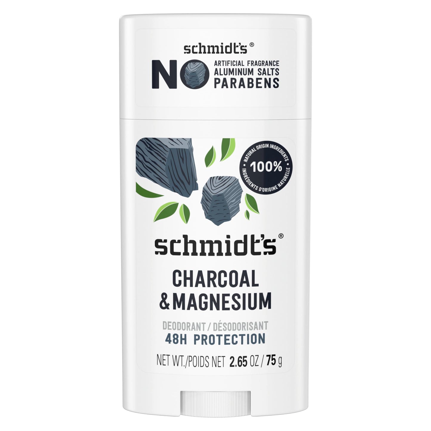 Schmidt's Aluminum-Free Vegan Deodorant Charcoal & Magnesium with 24 Hour Odor Protection, for Women and Men, Natural Ingredients, Cruelty-Free, 2.65 Beauty and Personal Care Schmidt's