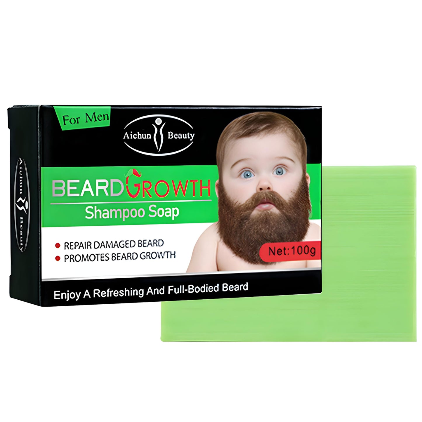 AICHUN BEAUTY Beard Growth Shampoo Soap Deep Cleanse Repair Damaged Beard Refreshing Facial Hair 100g / 3.5oz Beauty and Personal Care AICHUN BEAUTY