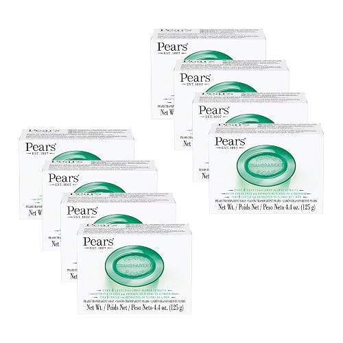 Pears Pure and Gentle with Glycerin and Lemon Flower Extracts - Transparent Soap Bar for Radiant Skin - Bar Soap for Women and Men - Green - 8 pc Beauty & Personal Care Pears