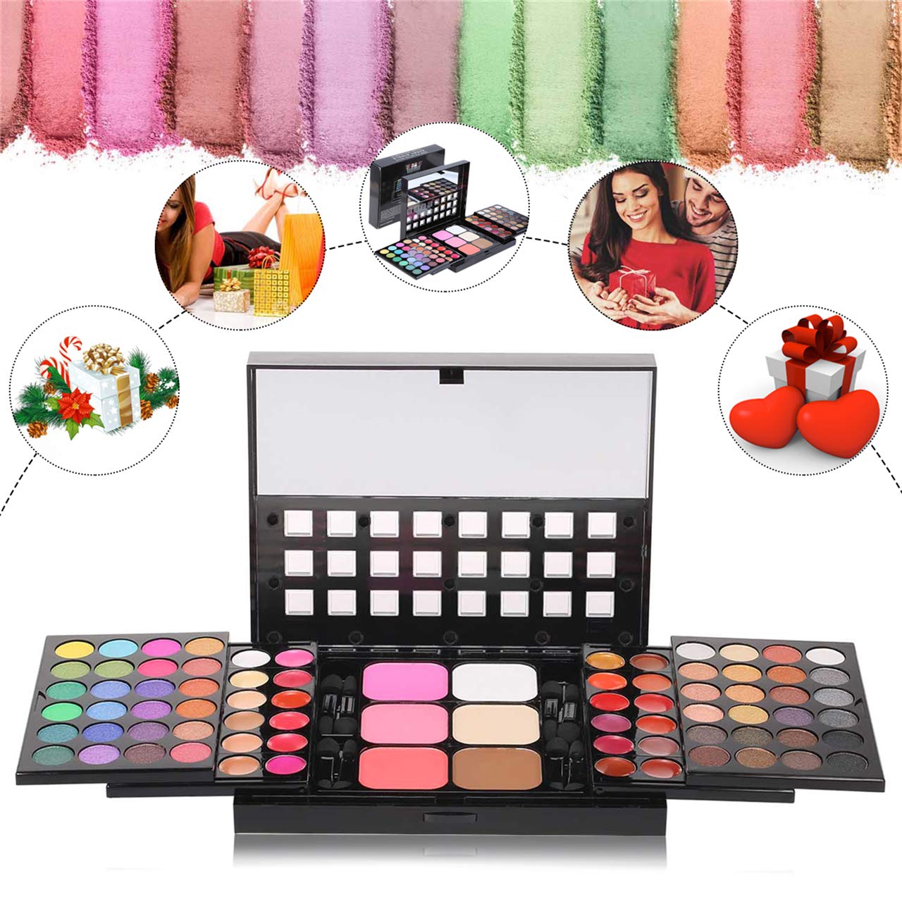 Pure Vie Professional 48 Colors EyeShadow Palette, 18 Lip Gloss, 6 Concealer, 3 Blusher and 3 Shading Powder Beauty & Personal Care Pure Body Naturals