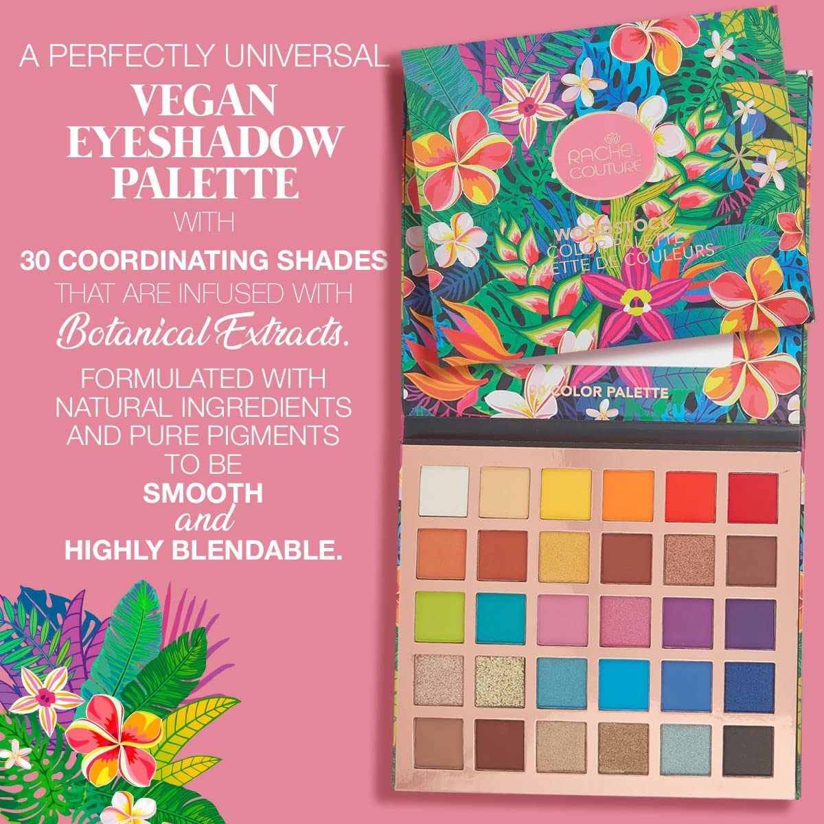 Rachel Couture Makeup Palette with Natural Ingredients & Pure Pigments | Vegan & Cruelty-Free | Infused with Natural Botanical Extracts - 30 Colors Beauty & Personal Care Rachel Couture