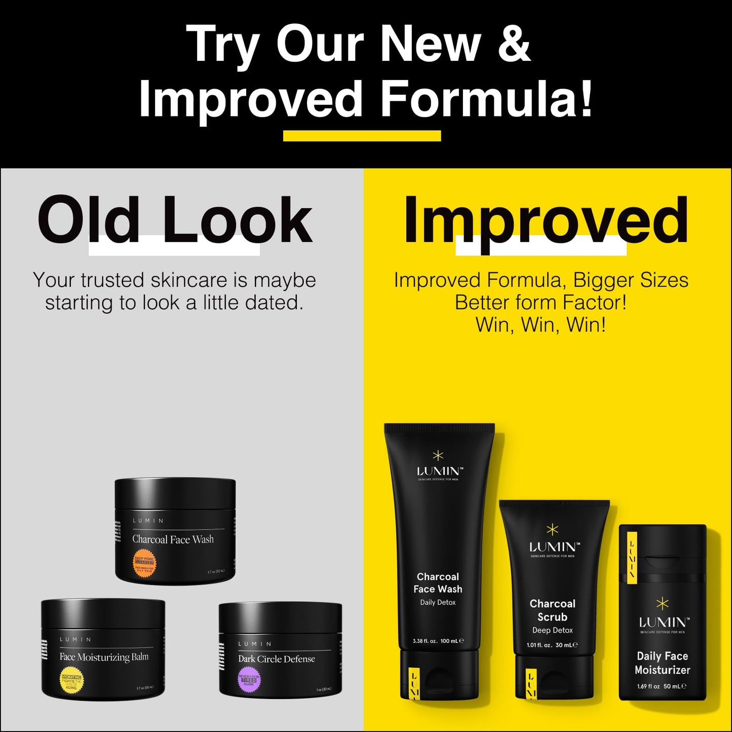 Lumin Charcoal Face Wash for Men - Daily Detox Cleanser, Hydrating Face Wash, Gently Removes Dirt & Oil, Unclogs Pores, Exfoliates, Refreshing Beauty & Personal Care Lumin