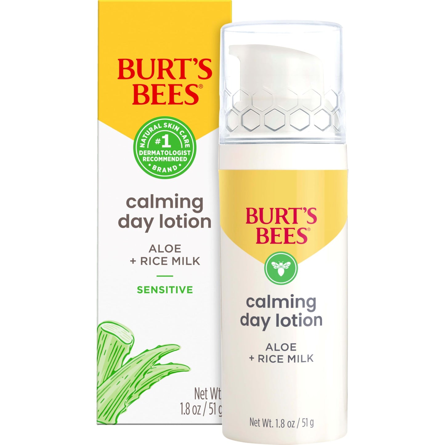 Burt's Bees Calming Day Face Lotion With Aloe and Rice Milk, Soothing Face Lotion for Sensitive Skin, 98.9 Percent Natural Origin Skin Care, 1.8 oz Beauty & Personal Care Burt's Bees