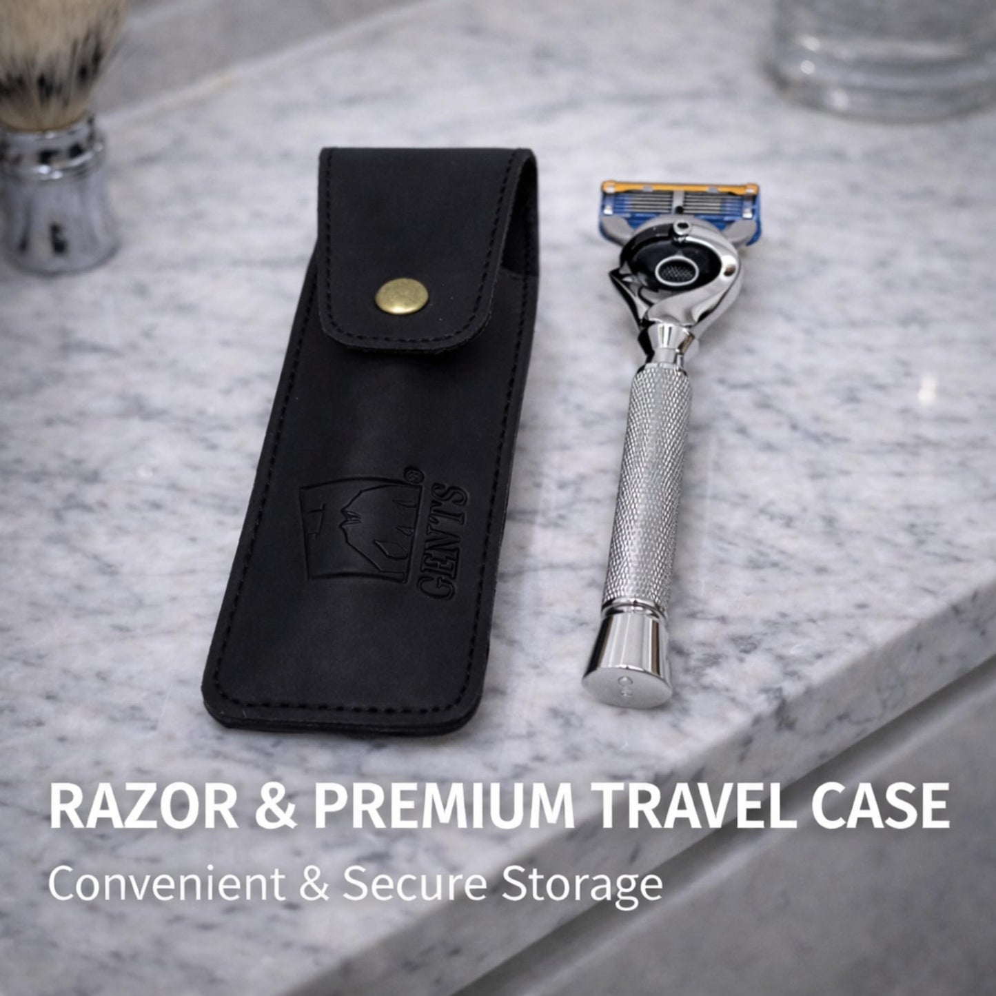 Flex Ball Handle Shaving Razor - All Chrome Long Handle Razor with Flex Pivot Technology & Diamond Knurled Grip for Men’s Precision Shaving Beauty and Personal Care G.B.S