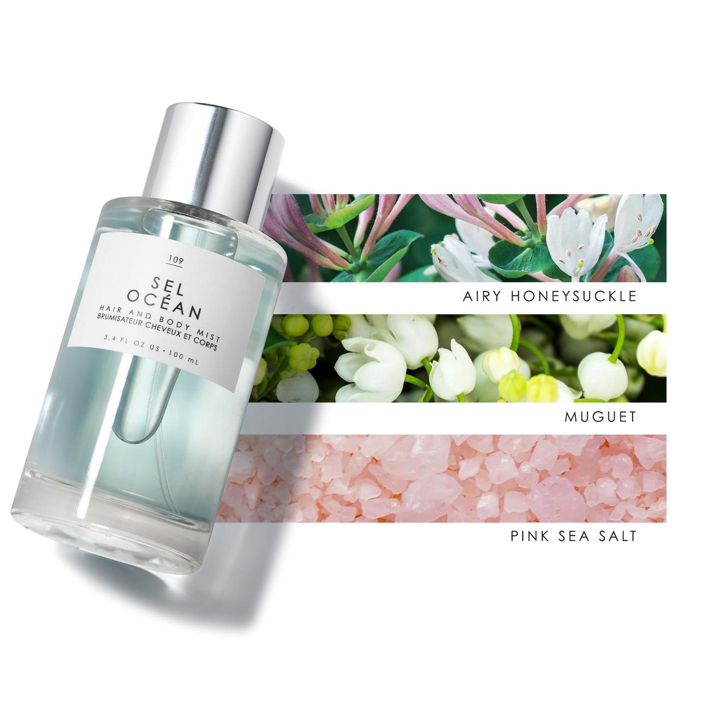 Le Monde Gourmand Sel Océan Hair & Body Perfume Mist - 3.4oz (100ml) - Honeysuckle, Muguet and Pink Sea Salt Fragrance Notes Beauty & Personal Care Le Monde Gourmand