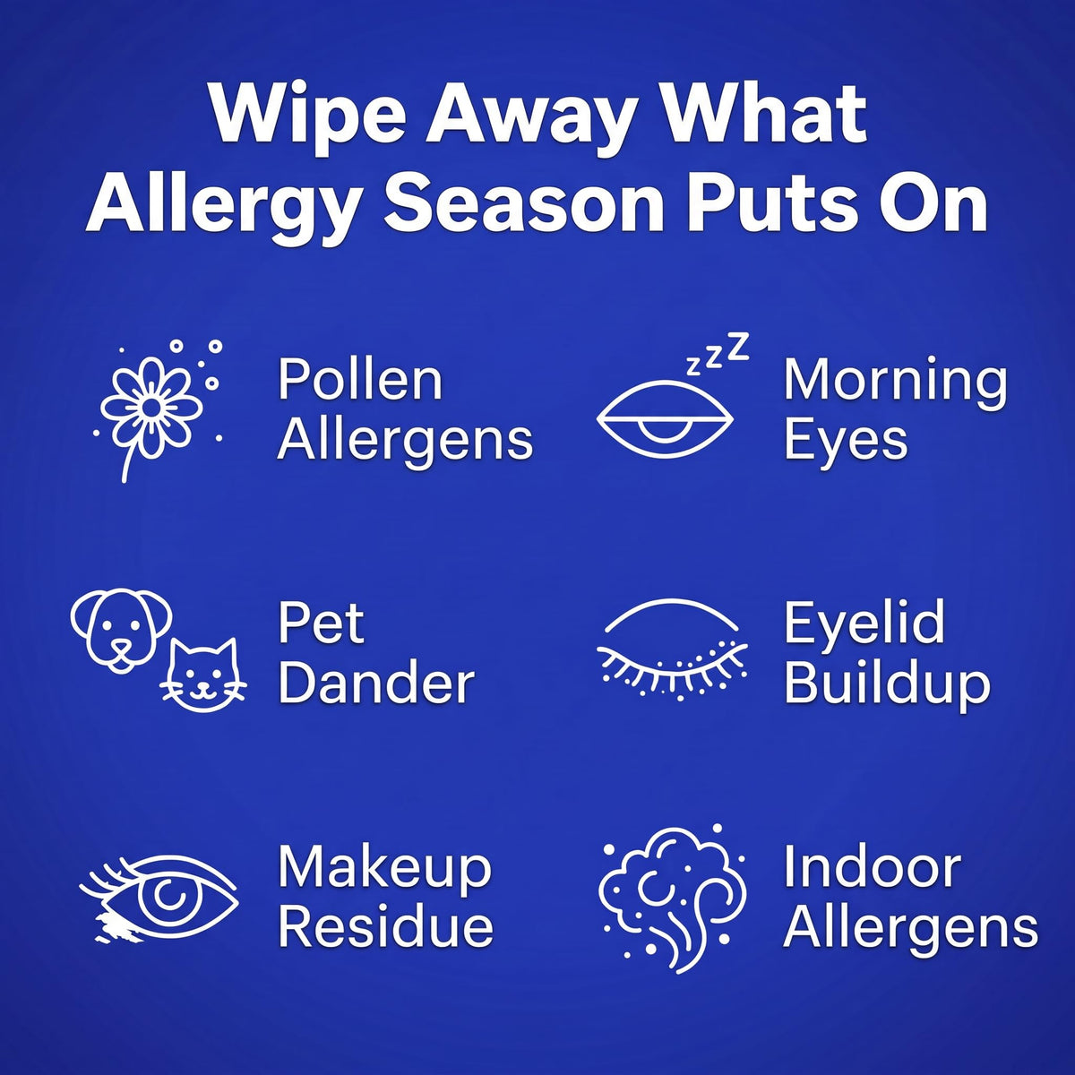 Allergy Eye Wipes for Dry Itchy Red Eyes 60 Count | Drug Free Eye Wipes for Pollen Pets & Seasonal Allergies | Hyaluronic Acid, Chamomile & Aloe |