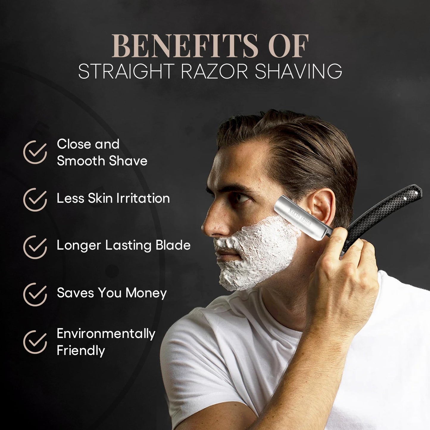 Naked Armor Elyan Straight Razor - Shave Ready 7/8" Round Nose Japanese Steel Straight Razors for Men with Resin Scale, Case Included, Close Shave Beauty and Personal Care Naked Armor