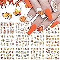 12Sheets Fall Nail Stickers Autumn Maple Leaf Pumpkin Halloween Thanksgiving Water Transfer Nail Decal for Women Girls Kids DIY Decorations Beauty & Personal Care Qdsuh