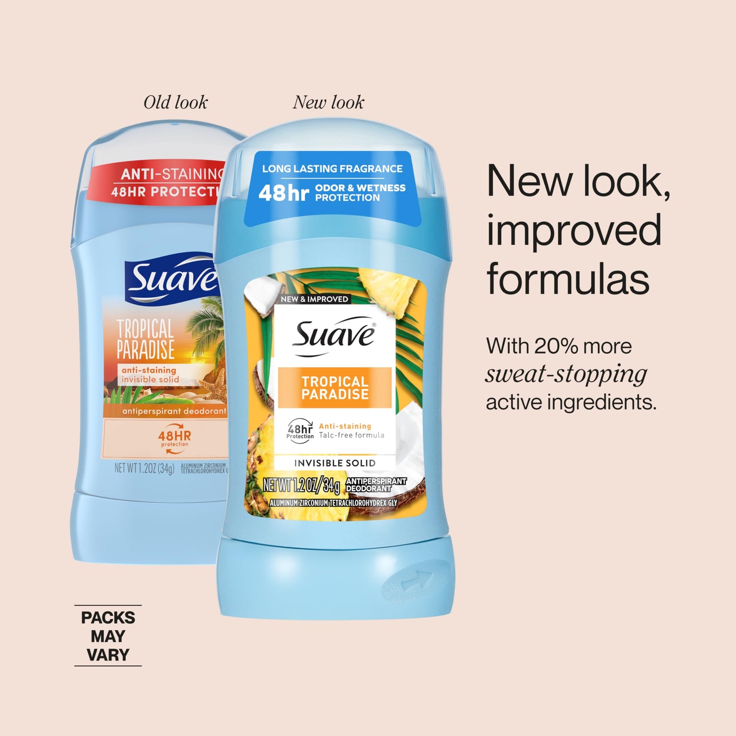 Suave Antiperspirant Deodorant For Women, Invisible, Underarm Deodorant, 48hr Odor & Wetness Protection, Long Lasting Tropical Fragrance, Sensitive Beauty and Personal Care Suave
