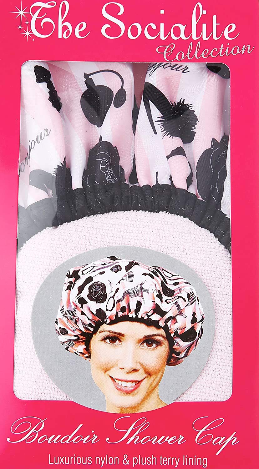 Reusable Nylon Bath & Shower Cap, Reversible Oversized Waterproof Shower Caps Large Designed for all Hair Lengths w Terry Lining & Elastic Band Beauty & Personal Care Betty Dain