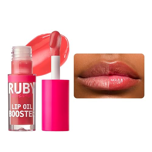 Ruby Kisses Lip Oil Booster, Hydrating Lip Gloss with Nourishing Natural Oil Blend, Jumbo Wand for Easy Application, Non-Sticky Formula (Rosewood) Beauty & Personal Care Ruby Kisses