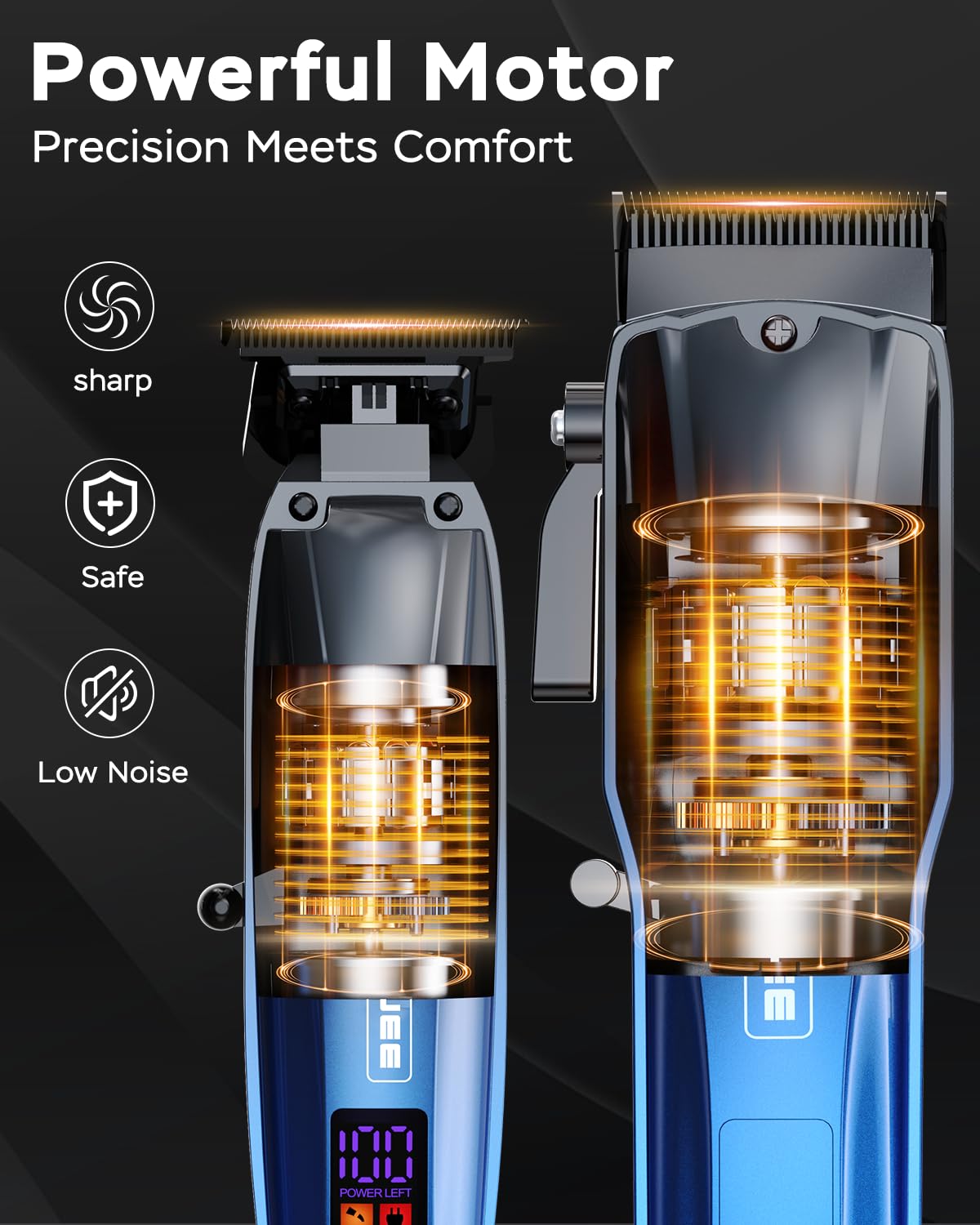 GinJee Professional Hair Clippers for Men Cordless & Corded - Rechargeable Barber Clipper & Trimmer Set with Fade Lever for Home Haircuts, Grooming Beauty and Personal Care GinJee