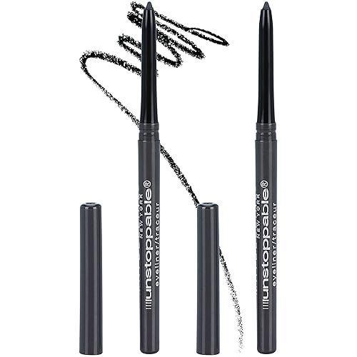 Maybelline Unstoppable Waterproof Mechanical Grey Eyeliner Pencil, Easy to Apply, Smooth Glide, Up to 24 Hour Wear, Pewter, Pack of 2 Beauty & Personal Care MAYBELLINE