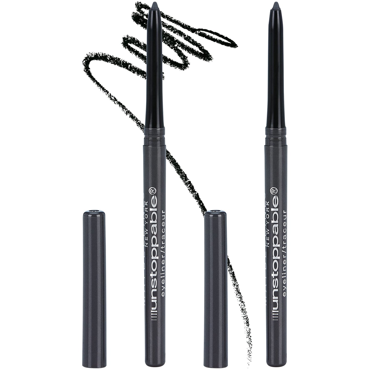 Maybelline Unstoppable Waterproof Mechanical Grey Eyeliner Pencil, Easy to Apply, Smooth Glide, Up to 24 Hour Wear, Pewter, Pack of 2 Beauty & Personal Care MAYBELLINE