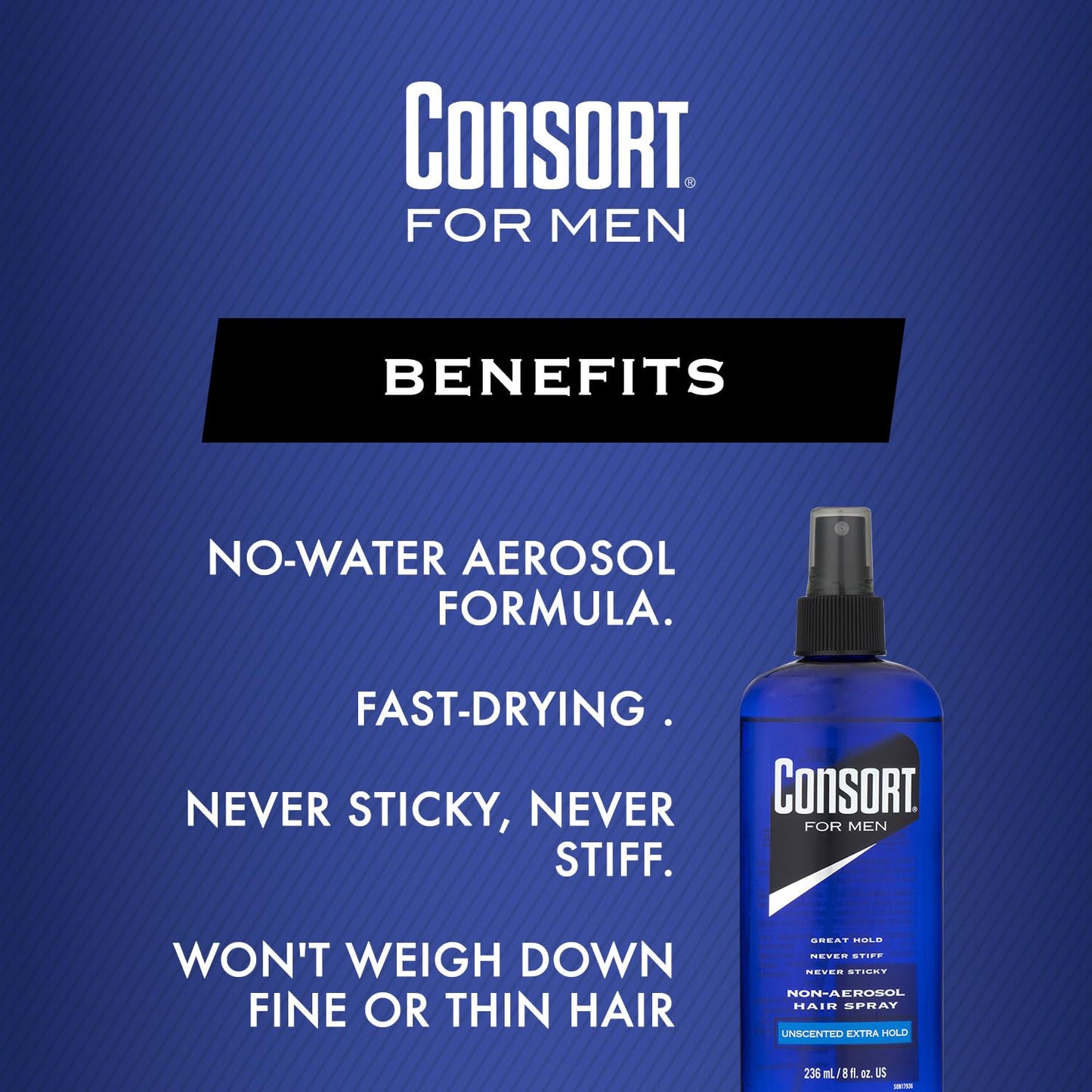 Consort Extra Hold Non-Aerosol Hair Spray Pump for Men, Unscented, Fast Drying, Not Sticky or Stiff, 8 oz Beauty & Personal Care Consort