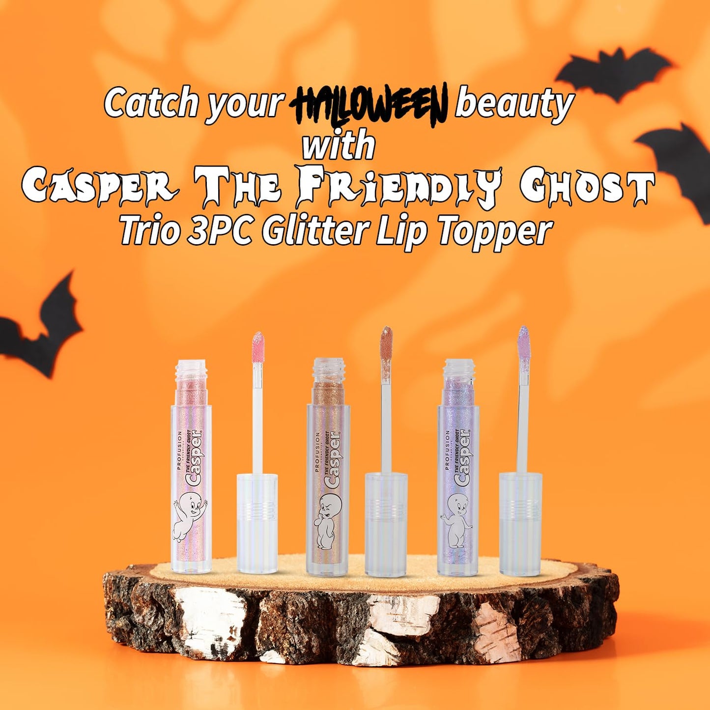 Profusion Cosmetics Casper The Friendly Ghost Trio 3PC Glitter Lip Topper for Achieving Smooth and Glamorous Shimmering Lips With Playful Shiny Beauty & Personal Care Profusion Cosmetics
