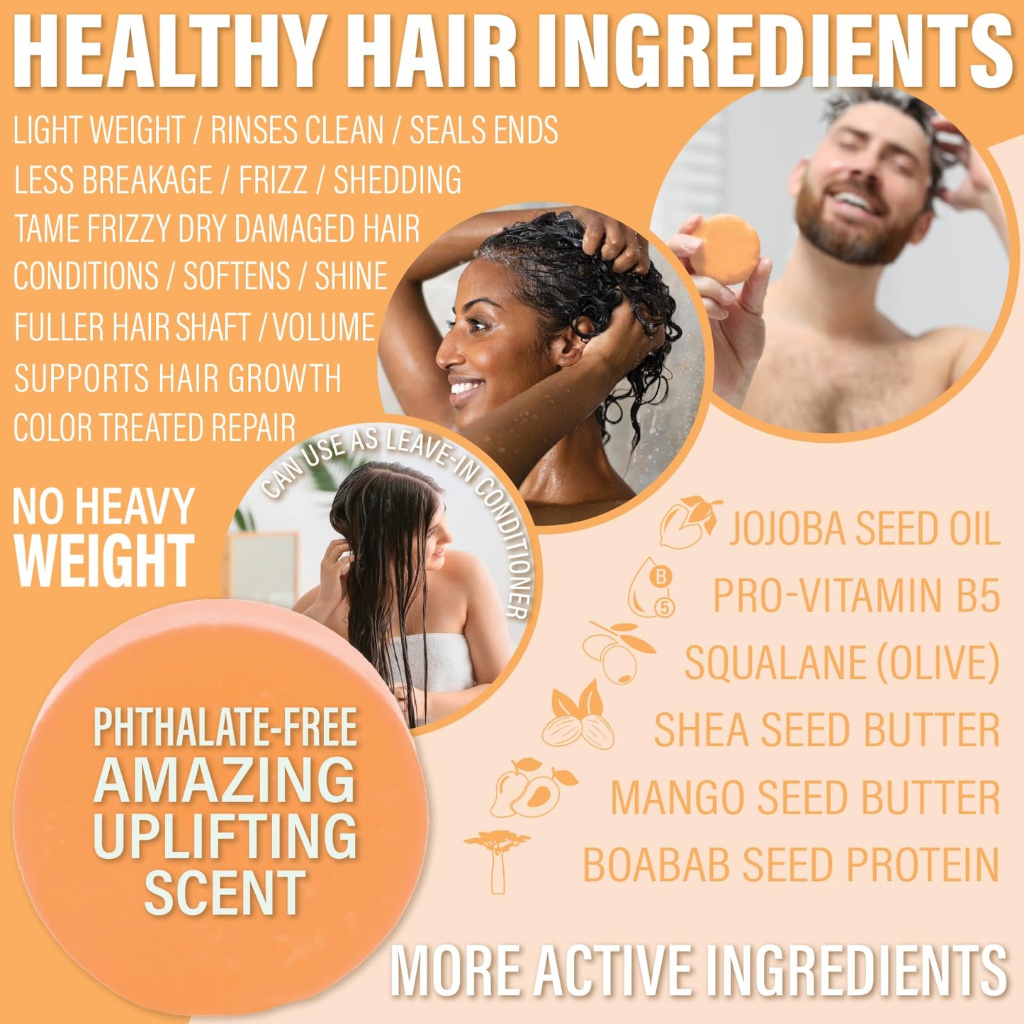 Luxiny Mango Shampoo and Conditioner Bar Set - Sulfate-Free, 1 Shampoo Bar (60g) & 1 Conditioner Bar (50g) for Normal/Dry Damaged Hair, Made in USA Beauty & Personal Care Luxiny