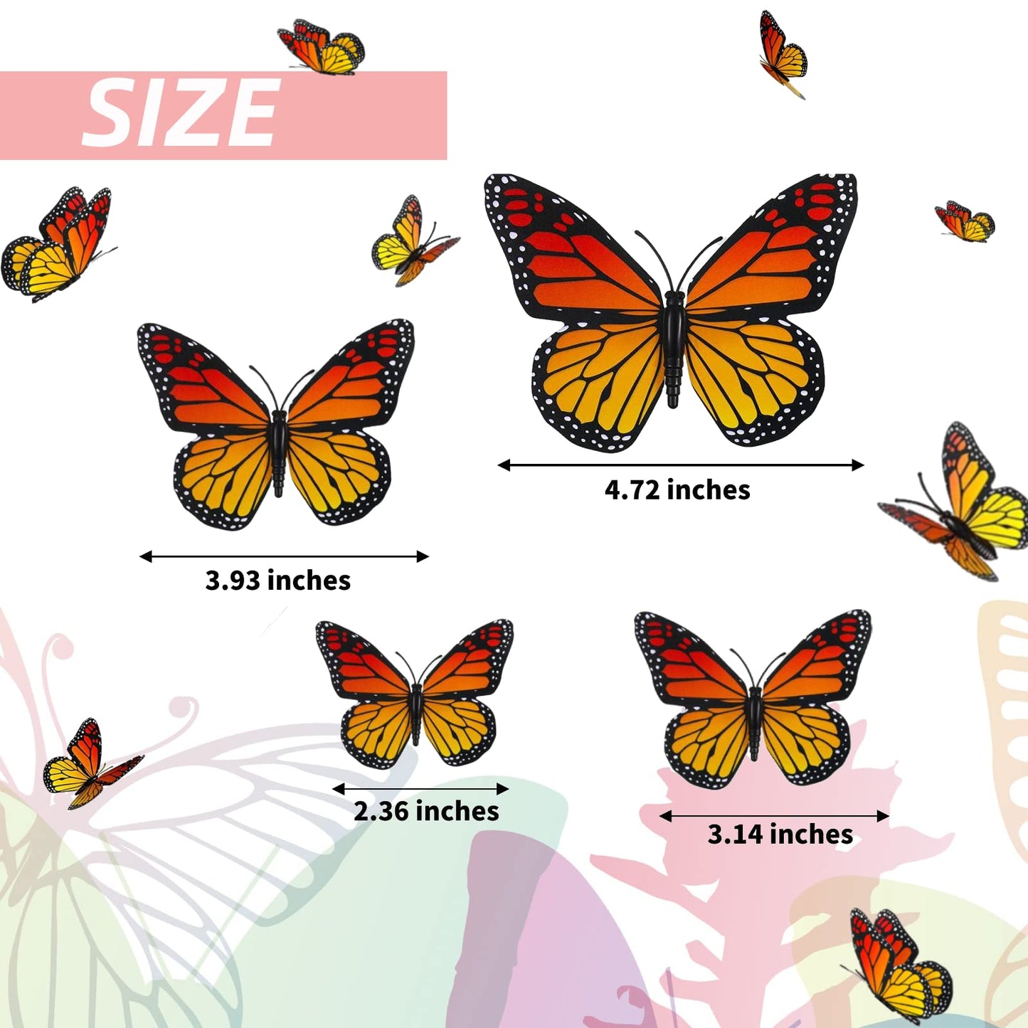 12 Pcs Dia De Los Muertos Monarch Butterfly Hair Clips, 4 Size 3D Simulation Butterflyr Hair Barrettes Butterfly Headwear Clips for Halloween Day Beauty & Personal Care BeapTcely