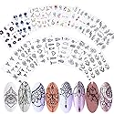 13 Sheets Black Nail Stickers Boho Retro Nail Decals Black Nail Tattoos Water Transfer Nail Decals Nails Supply Necklace Jewelry Feather Nail Design Beauty & Personal Care XMMXNBJ