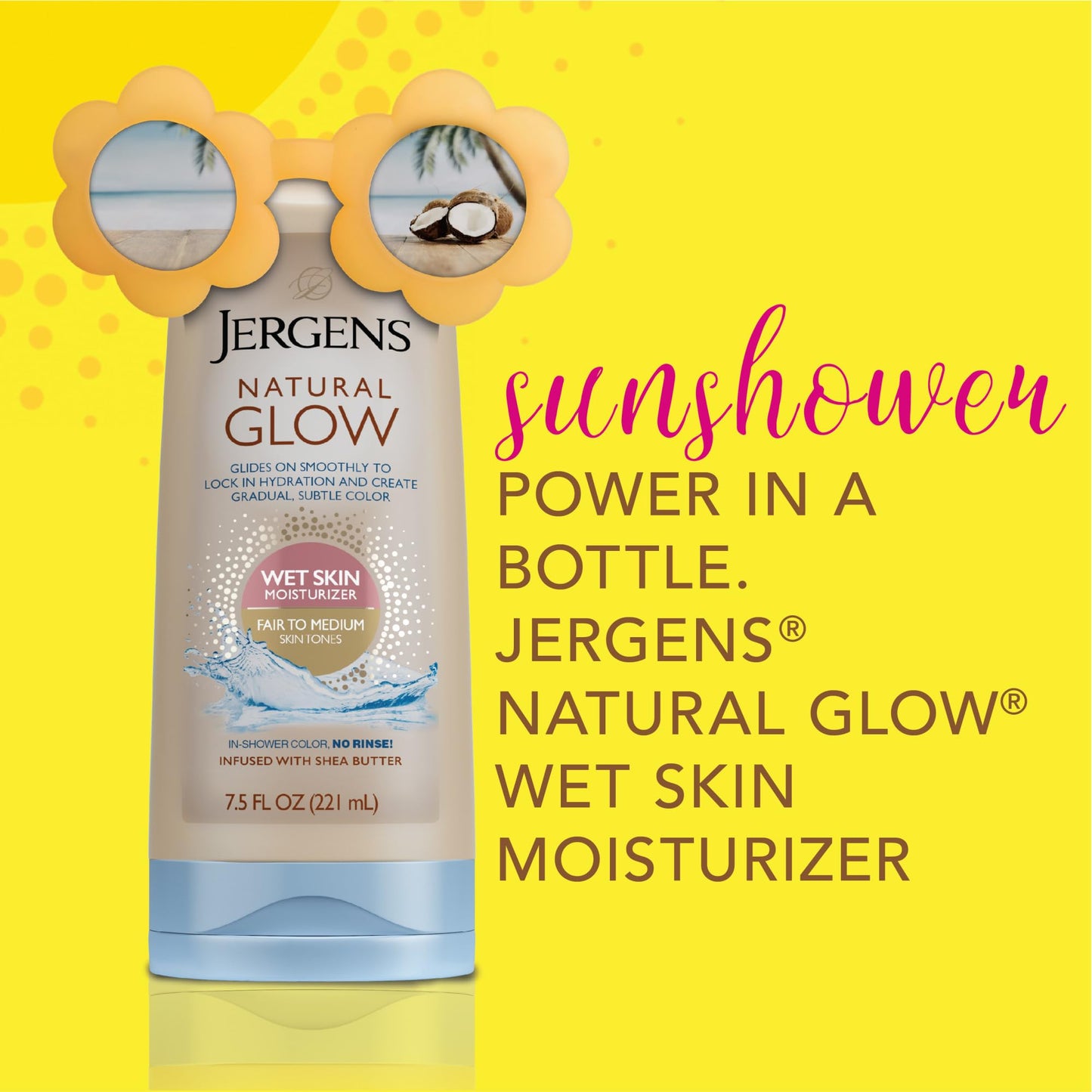 Jergens Natural Glow In Shower Lotion, Self Tanner for Medium to Deep Skin Tone, Sunless Tanning Wet Skin Lotion for Gradual, Flawless Color, 7.5 Beauty and Personal Care Jergens