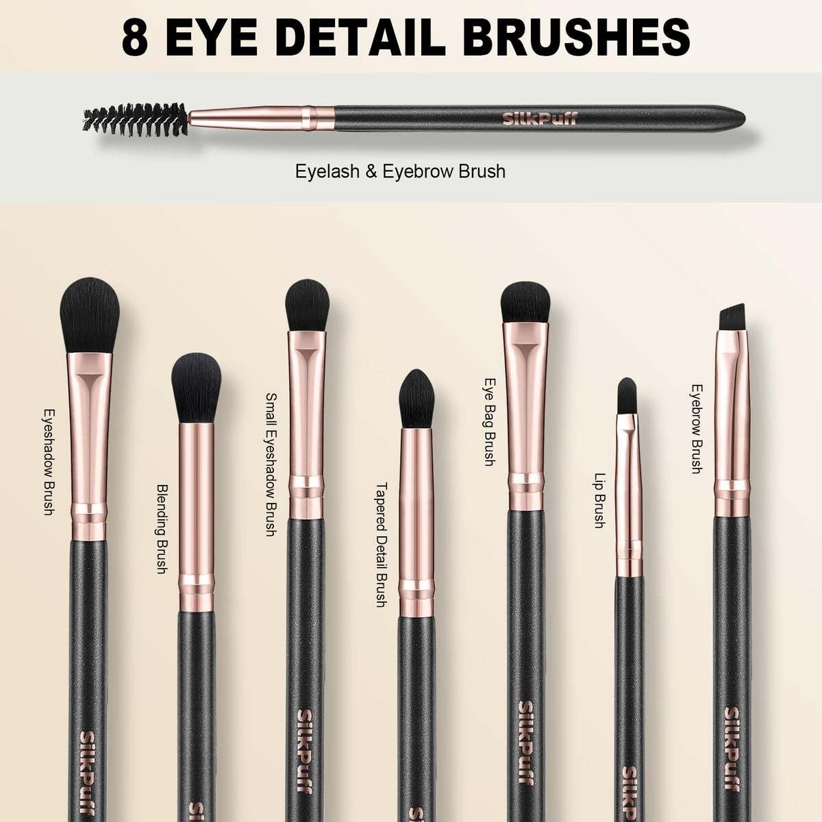 Silkpuff Makeup Brushes Set 15 Pcs Professional, Travel Makeup Brushes With Brush Case, Pearlescent Wood Handle, Premium Cruelty-Free Synthetic Fiber