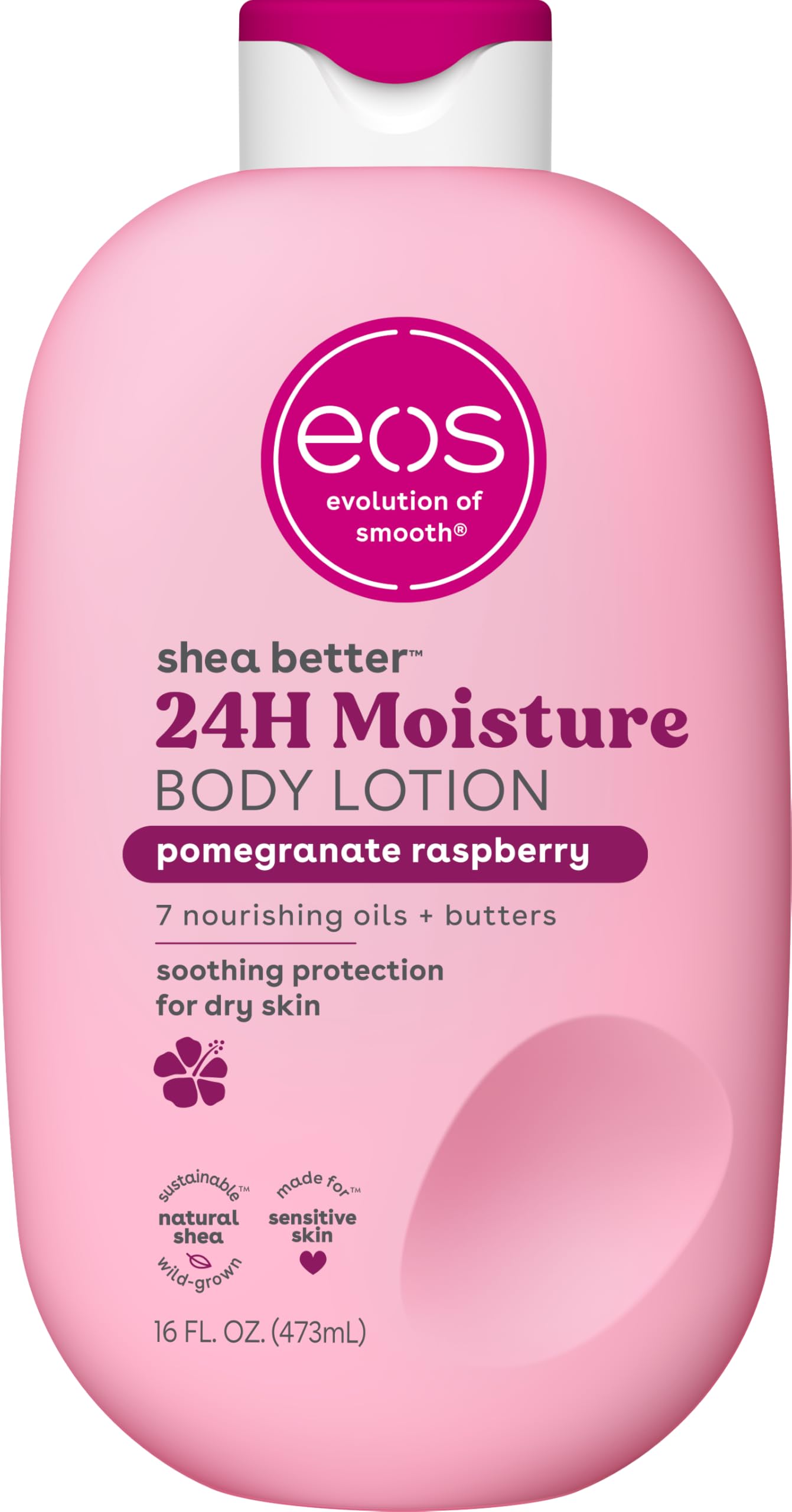 eos Shea Better Body Lotion Pomegranate Raspberry, 24-Hour Moisture Skin Care, Lightweight & Non-Greasy, Natural Shea, Vegan, 16 fl oz Beauty & Personal Care eos