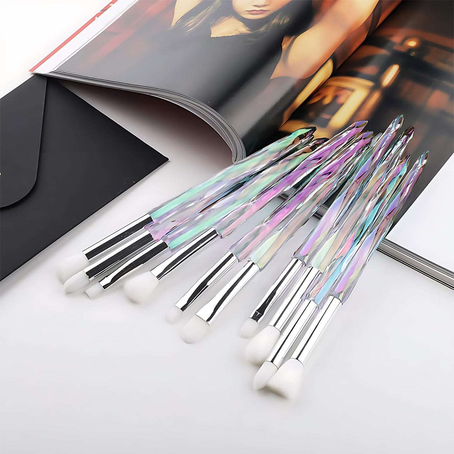 Kingtree Eyeshadow Makeup Brushes, 10PCS Crystal Brushes for Eye Makeup Premium Synthetic Bristles Eyeshadow Blending Crease Makeup Eye Brush Set Beauty & Personal Care Kingtree