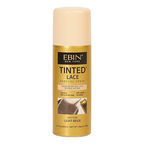 EBIN NEW YORK Tinted Lace Aerosol Spray - Light Beige 2.7 Oz/ 80 mL, Quick dry, Water Resistant, No Residue, Water Resistant, Even Spray Beauty & Personal Care EBIN NEW YORK