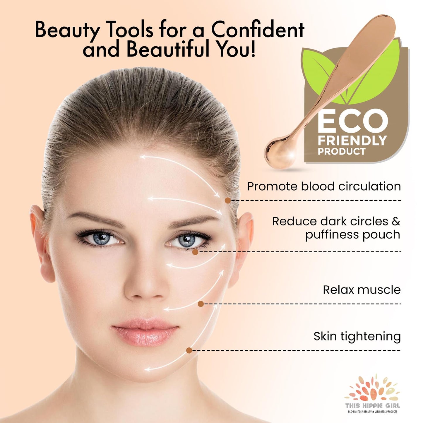 Rose Gold Eye Cream Applicator Tool for Puffy Eyes, Dark Circles, Eye Bags, Fine Lines | Under Eye Cream Massager Stick | Cooling Metal Eye Wand | Beauty & Personal Care Boho Aromatic