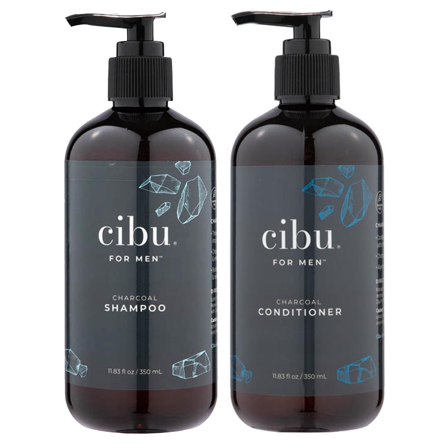 CIBU for Men Charcoal Shampoo and Conditioner Bundle - 12oz Deep Clean Men’s Volumizing Shampoo - 12oz Hydrating and Volumizing Charcoal Cleansing Beauty & Personal Care CIBU