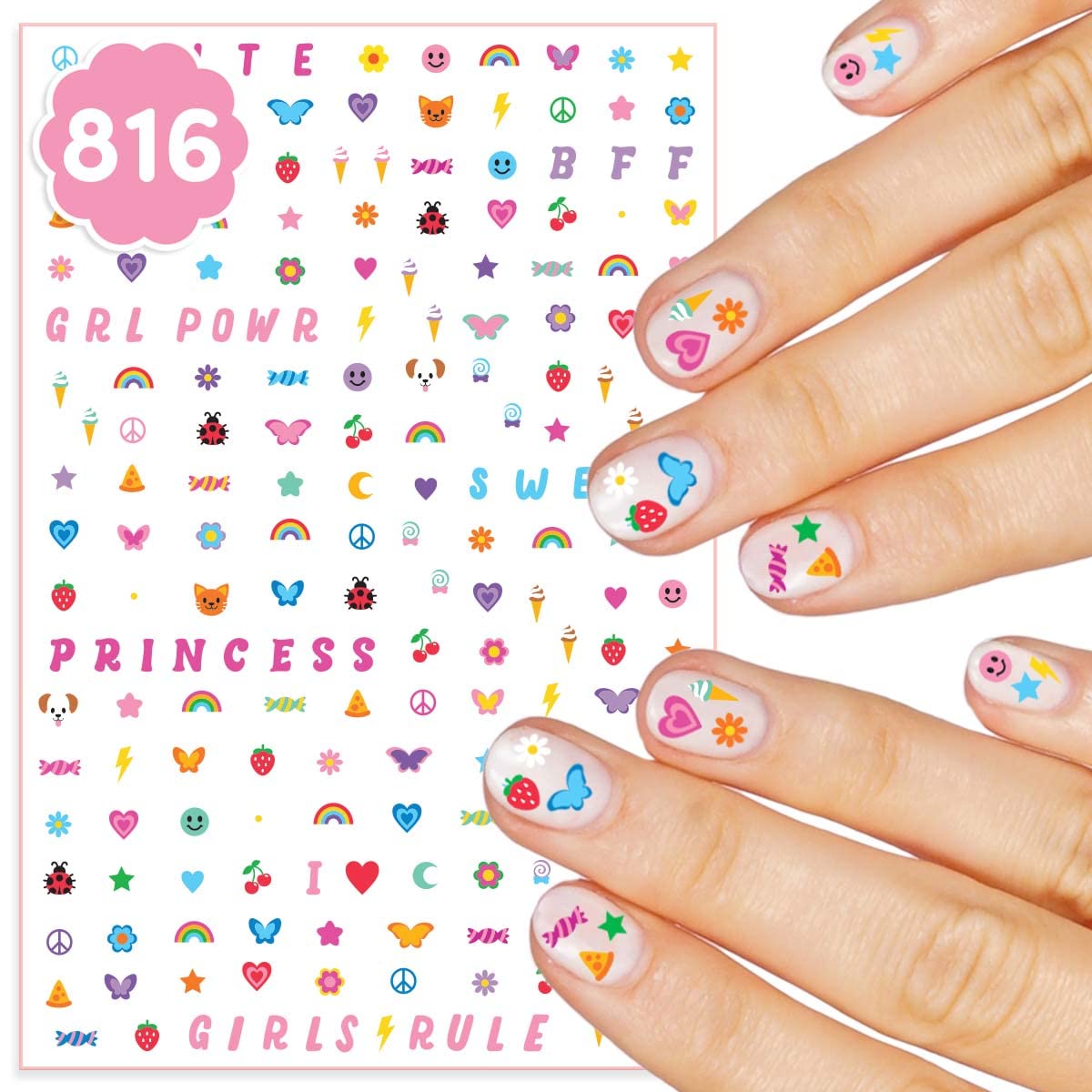 xo, Fetti Kids Nail Stickers - 816 Decals | Birthday Girl Party Favors, DIY Home Activity, Gift, Cute Nail Transfer, Groovy, Princess, Girl Power Beauty & Personal Care xo, Fetti