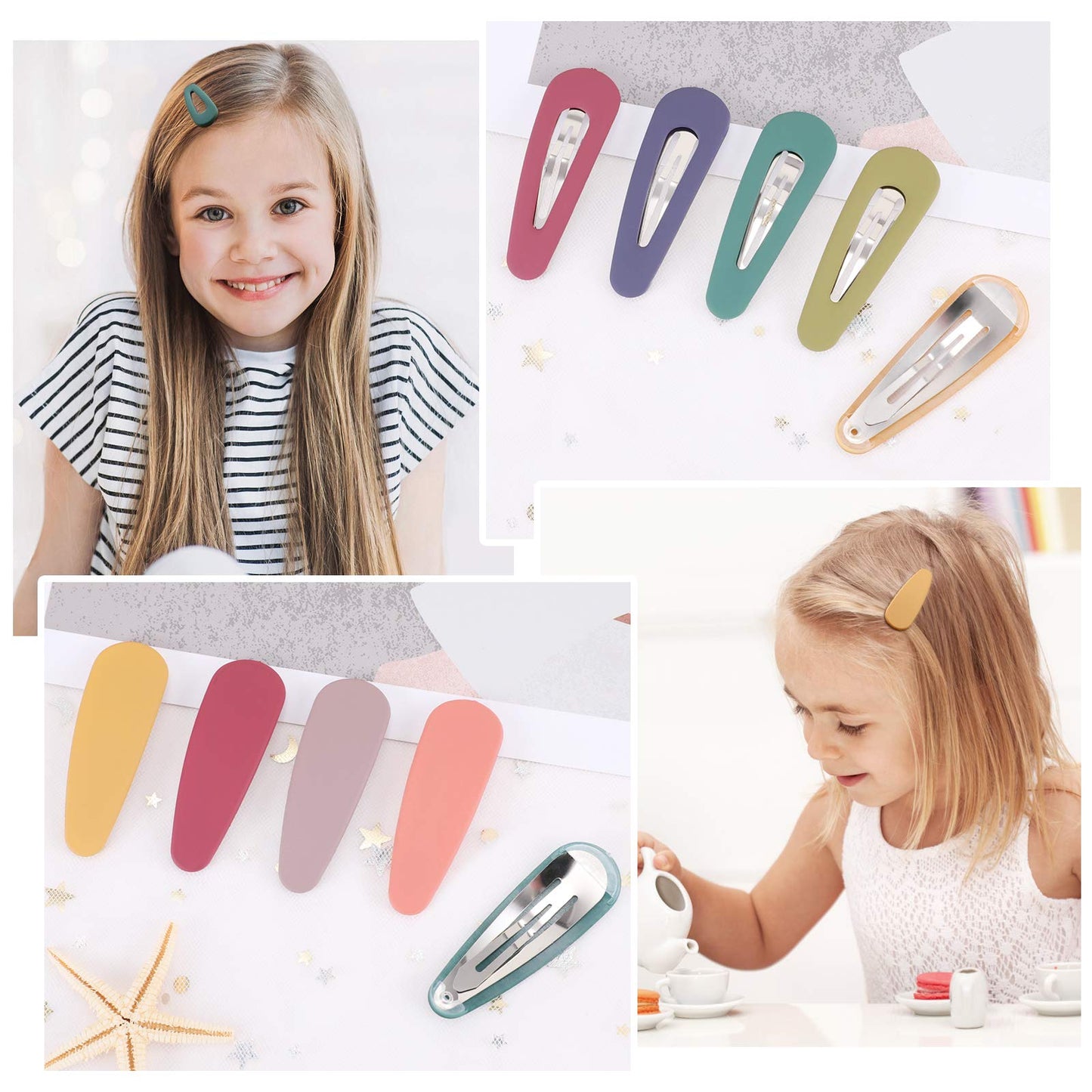 Boobeen 20 Pack Hair Clips - Acrylic Metal Snap Hair Clips for Women -Matte Hair Barrettes for Girls - Hairpins Fashion Accessories for Kids Teens Beauty & Personal Care Boobeen