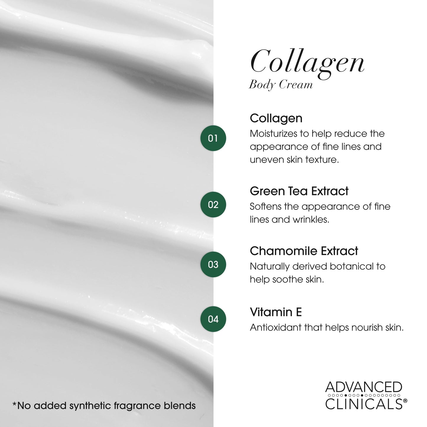 Advanced Clinicals Unscented Collagen Body Cream + Collagen Serum For Face 2PC Skincare Set | Face Serum & Body Lotion For Women & Men Helps Improve Beauty & Personal Care Advanced Clinicals