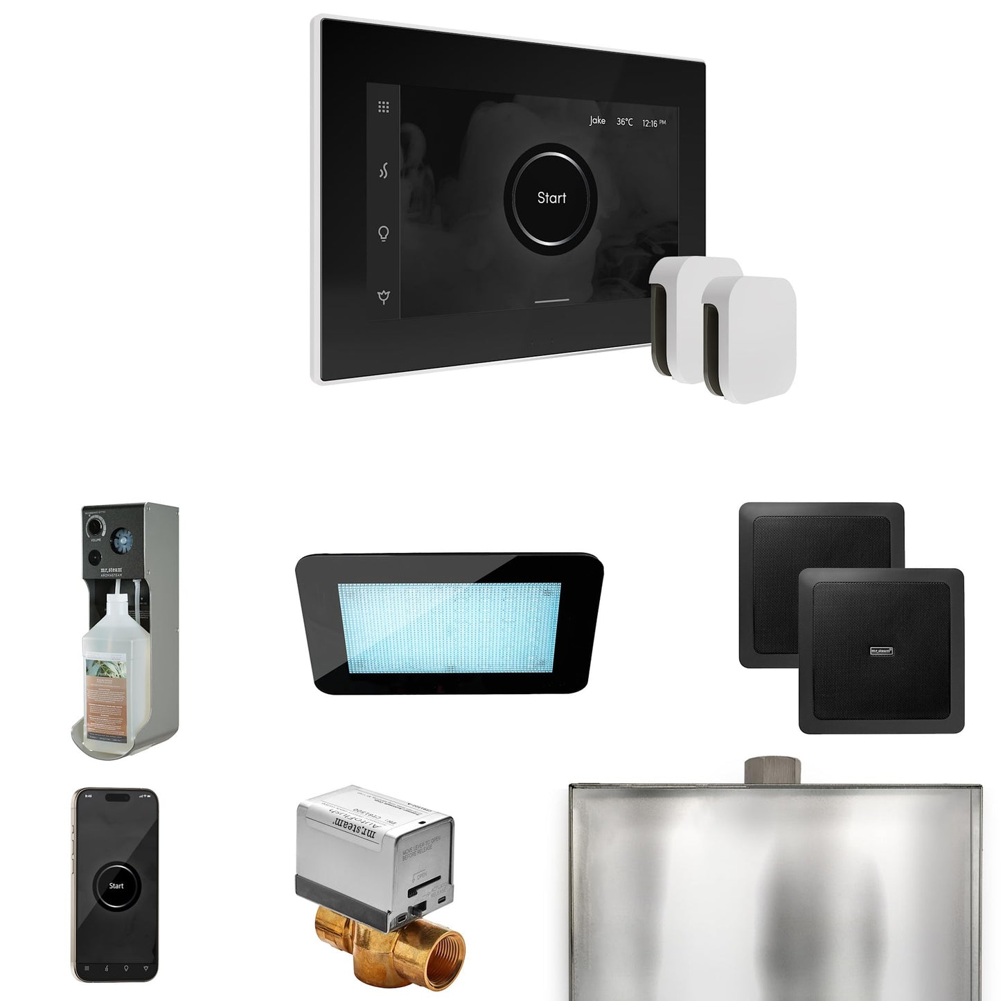 Mr Steam XDream Max Steam Shower Control Package with iSteamX Control and Steamhead in Black White Beauty and Personal Care Mr. Steam