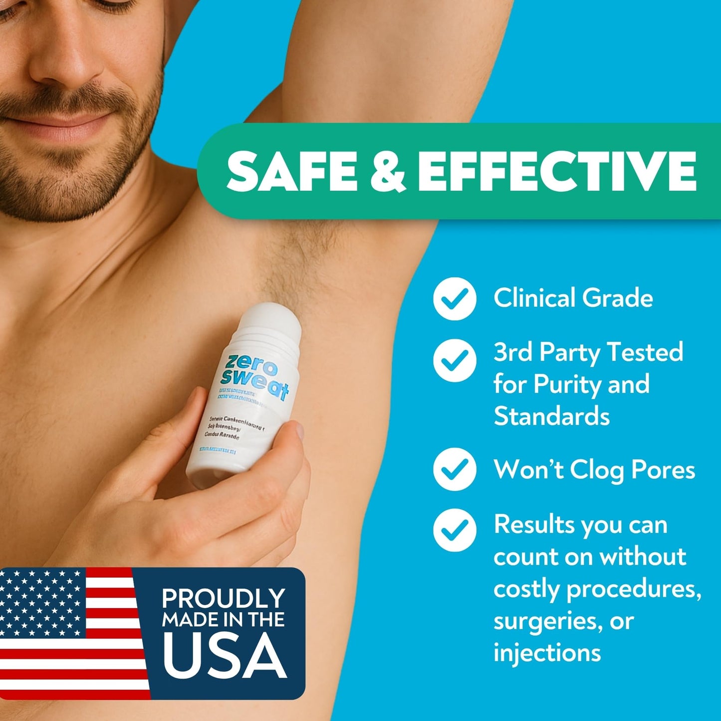 ZeroSweat Antiperspirant Deodorant with Aloe - Clinical Strength Hyperhidrosis Treatment - Reduces Armpit Sweat for Up To 7-days per Use - Protection Beauty and Personal Care ZeroSweat