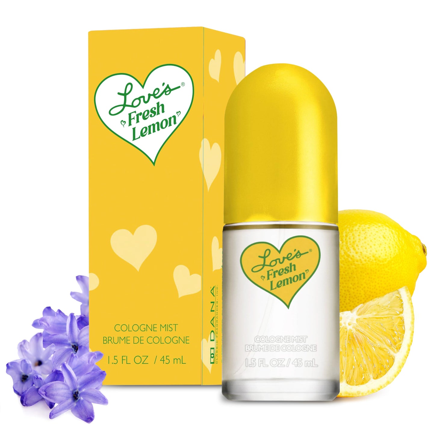 Dana Love's Fresh Lemon Cologne Mist 1.5 Fl. Oz. Invigorating and Uplifting Lemon Scented Body Mist for Women, Classic Fragrance for Everyday Beauty & Personal Care Dana
