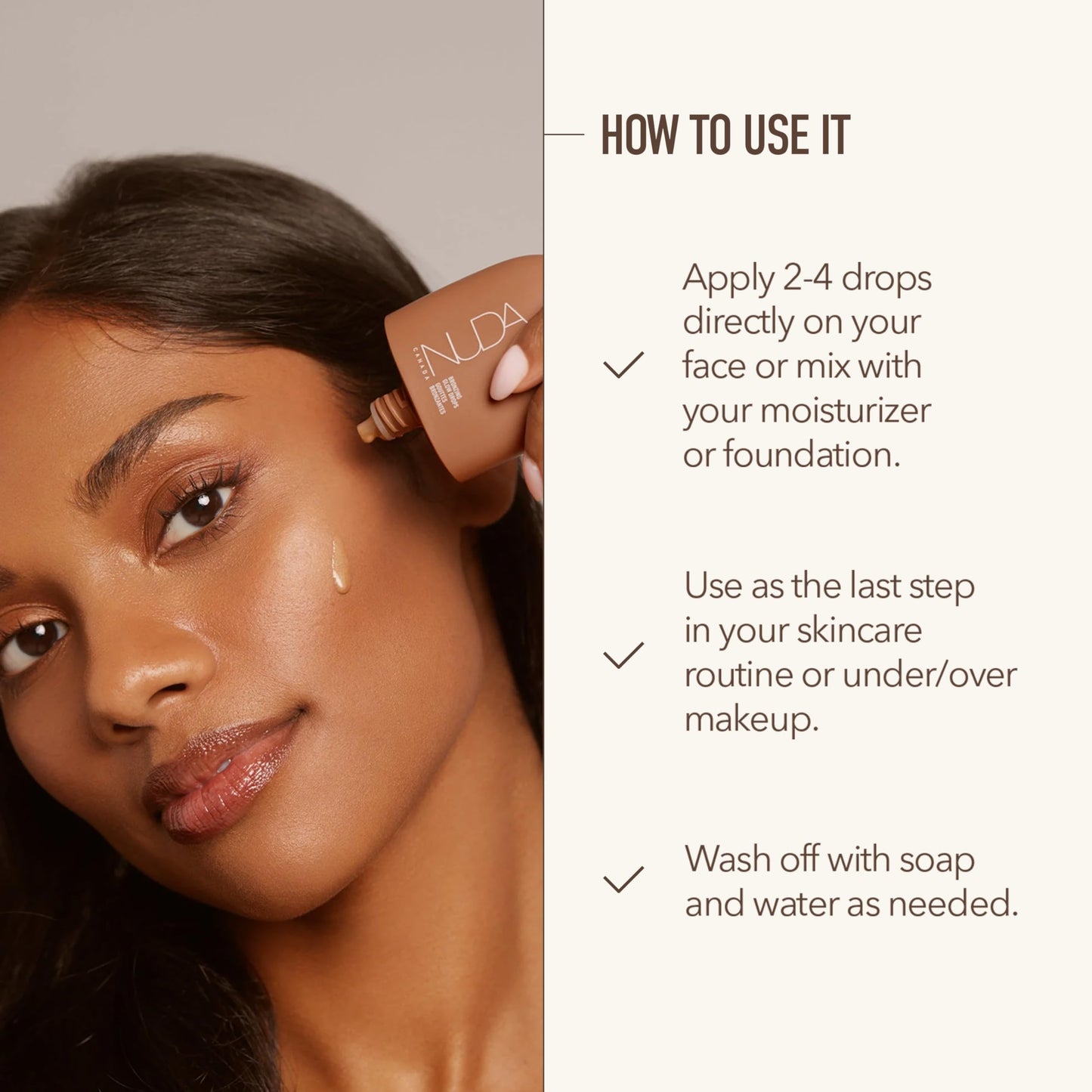 Nuda GlowDrops | Squalene, Ginger, Lavender, & Moringa-Infused Glow Bronzing Drops for Face | Lightweight, Buildable, & Blendable Liquid Bronzer Beauty & Personal Care Nuda