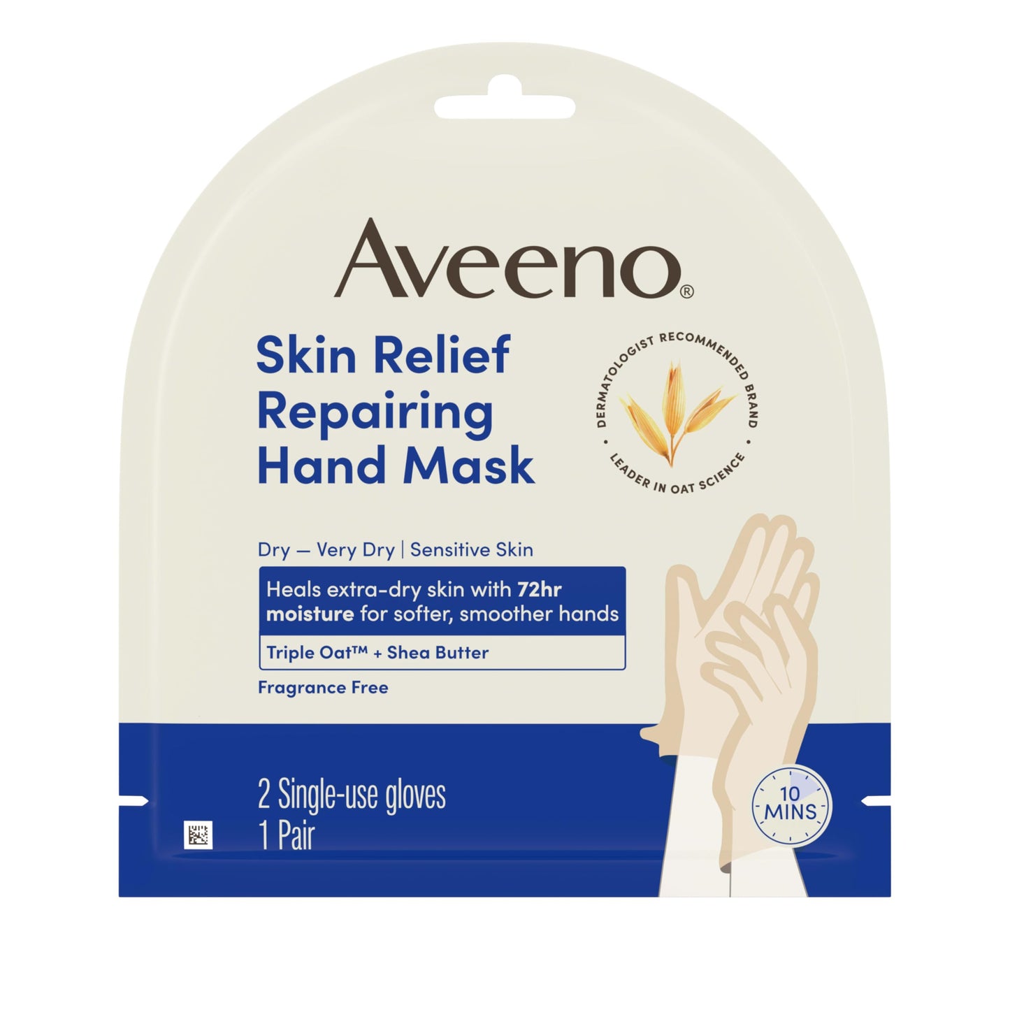Aveeno Skin Relief Repairing Hand Mask, Moisturizing Gloves with Triple Oat & Shea Butter for Very Dry Skin, Hand Care for Sensitive Skin Beauty and Personal Care Aveeno