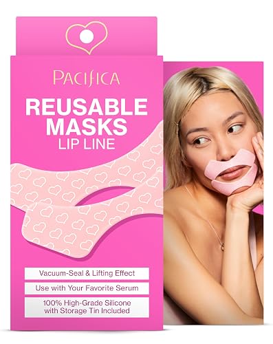 Pacifica Beauty Reusable Lip Line Mask, Skincare, Silicone Mask, For Fine Lines and Wrinkles, Lift and Firm, Pair with Serum, Storage Tin Included Beauty & Personal Care Pacifica