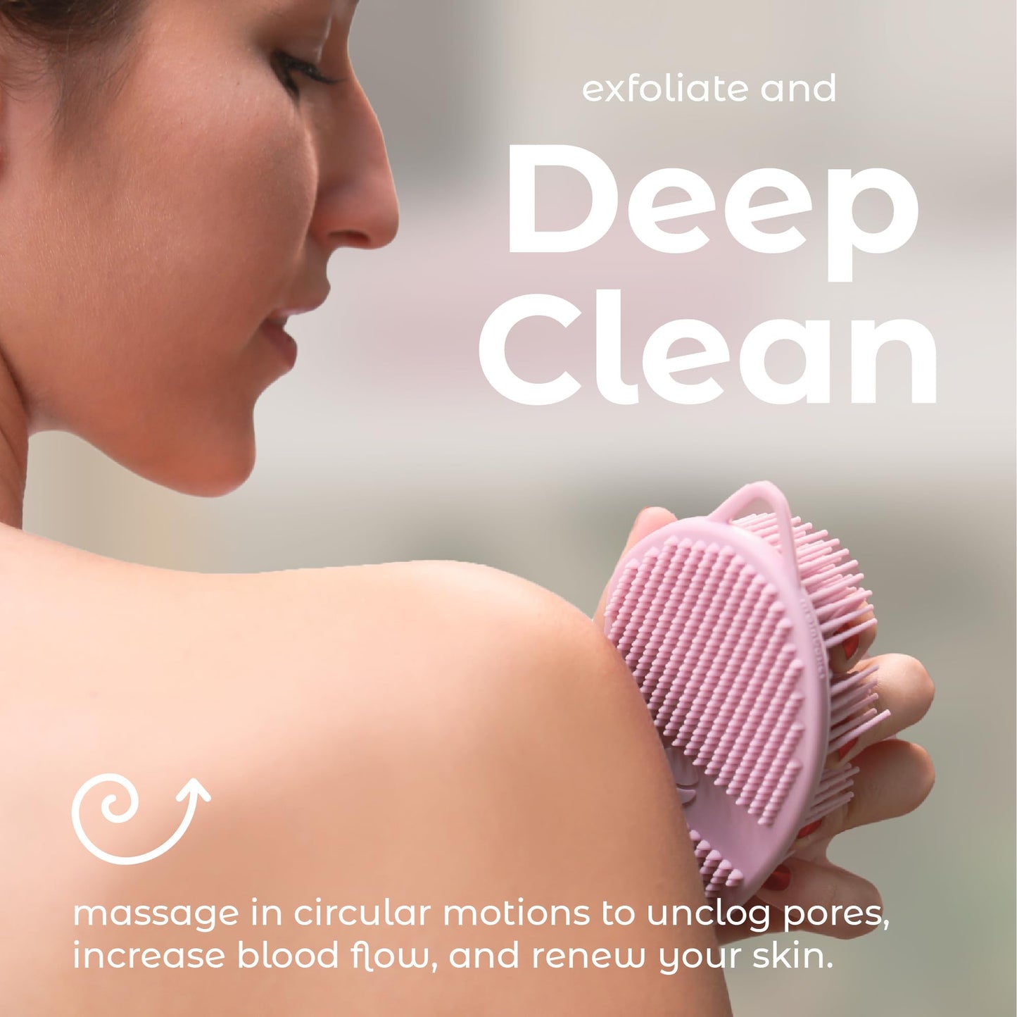 MainBasics Silicone Body Scrubber Dual-Sided Shower Loofah and Exfoliator (Pink, Exfoliate) Beauty & Personal Care MainBasics
