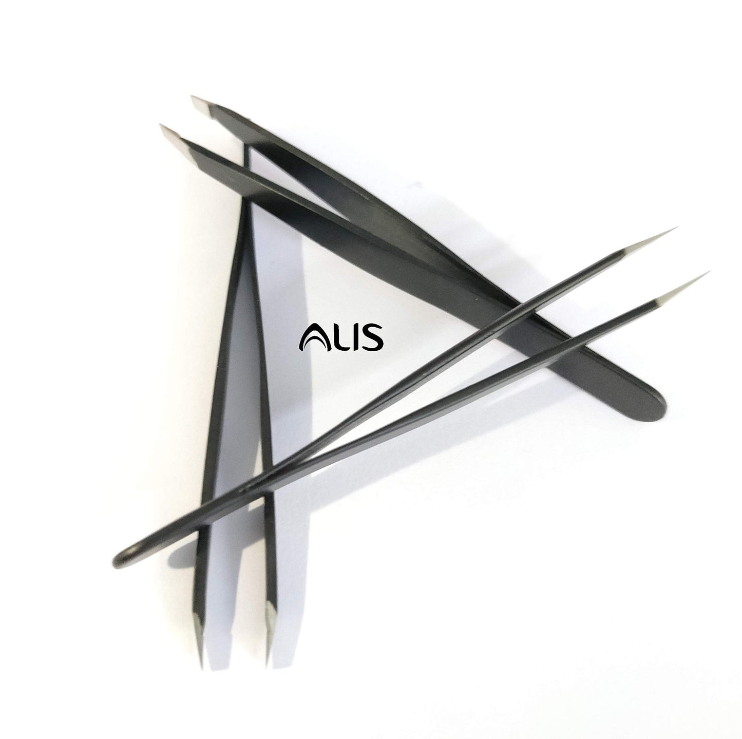 Ali's 3 Pieces Durable Stainless Steel Slant Pointed Flat-Tip Tweezer for Eyebrow Face Nose Hair Removal (Black) Beauty and Personal Care Alis