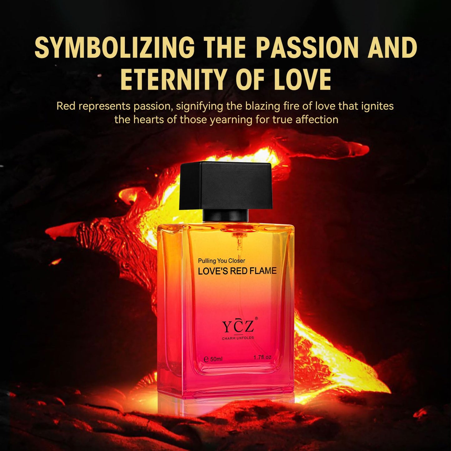 Ycz LOVE'S RED FLAME Men's Perfume 1.7 oz, Gradient Red Flame Bottle for Passionate Love Perfume, Spicy Woody Signature Long-Lasting Fragrance - Ideal Beauty and Personal Care Ycz