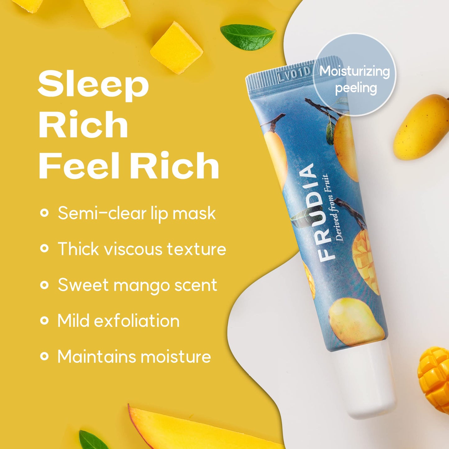 FRUDIA Mango Honey Lip Mask for Dry Cracked Lips - Tinted Moisturizing Balm for Women, Overnight Lip Plumper & Hydrating Treatment, 0.33Oz Korean Beauty and Personal Care FRUDIA