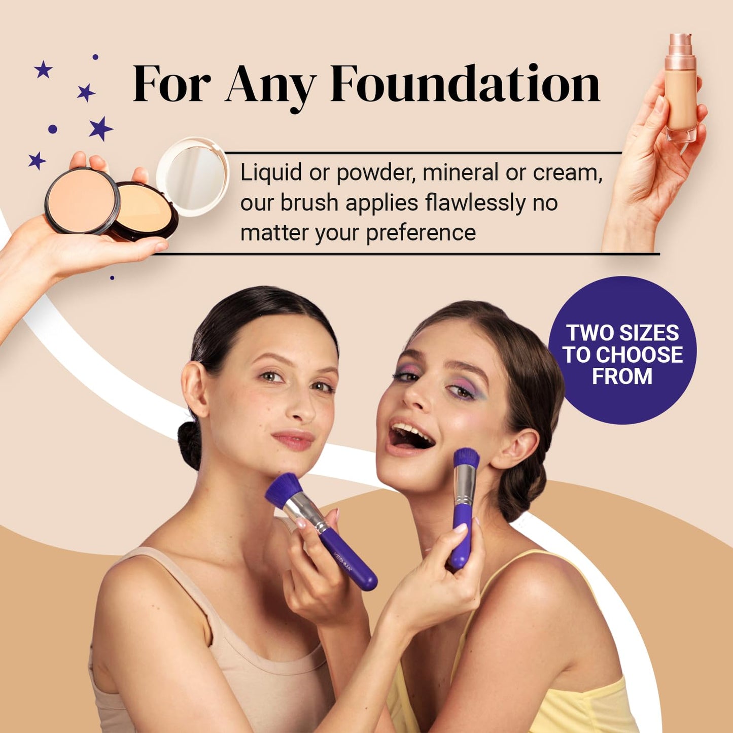 Keshima Large Flat Top Kabuki Foundation Brush - Neon Purple Premium Makeup Brush for Liquid, Cream, and Powder - Buffing, Blending, and Face - 1.6" Beauty & Personal Care KESHIMA