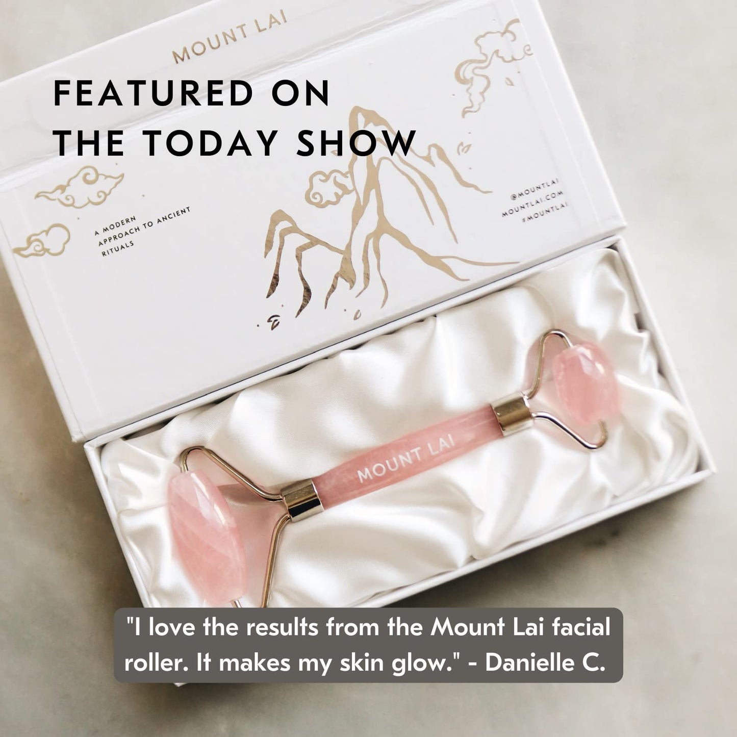 Mount Lai De-Puffing Rose Quartz Facial Roller - The Stone of Love, Certified Rose Quartz Face Roller for Anti-Aging, Soothing & Radiant Skin, Facial Beauty & Personal Care Mount Lai