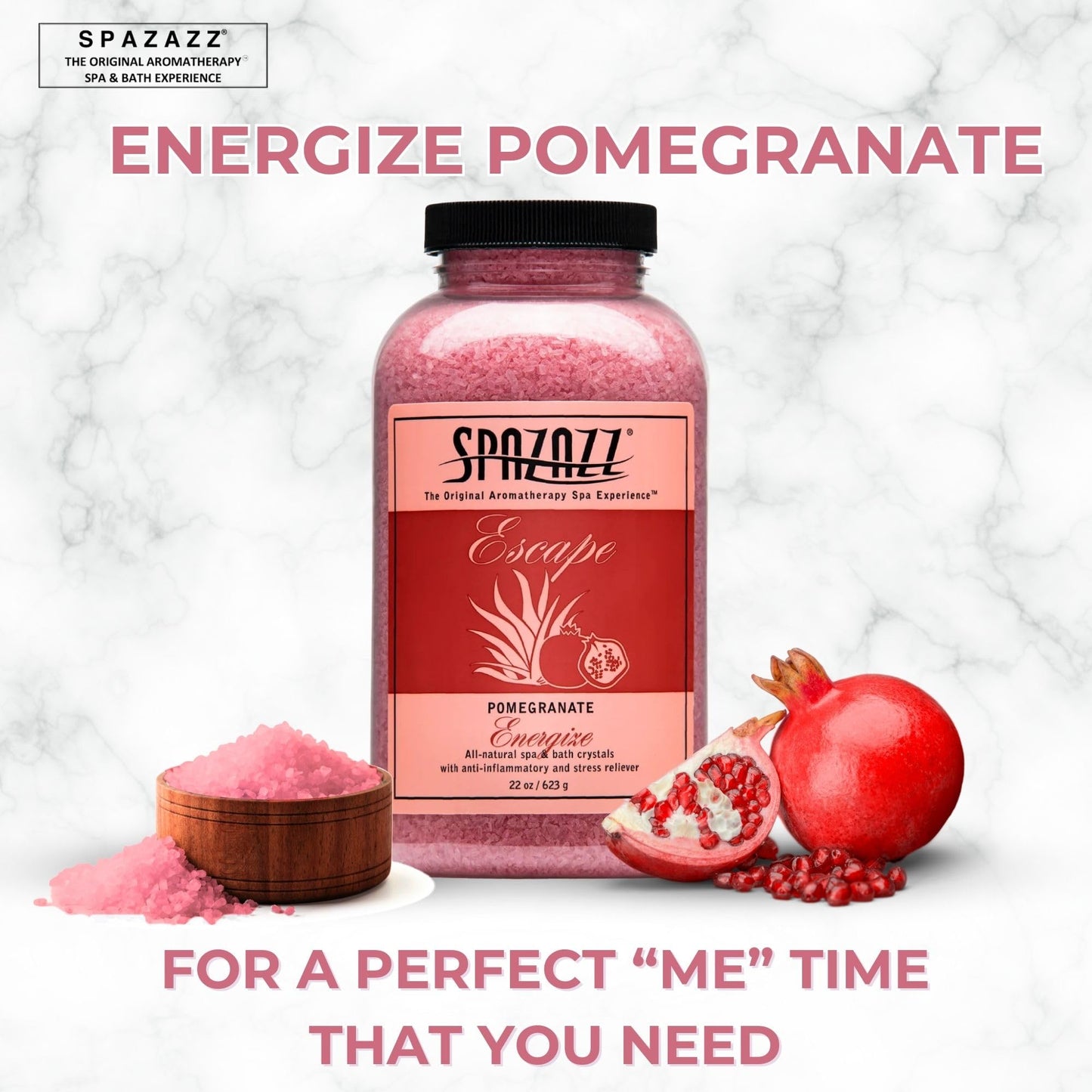 Spazazz SPZ-261 Escape Aromatherapy Crystals Container, 22-Ounce, Pomegranate Energize Beauty and Personal Care Spazazz