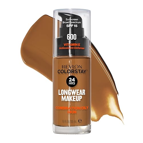 Revlon Liquid Foundation, ColorStay Face Makeup for Combination & Oily Skin, SPF 15, Medium-Full Coverage with Matte Finish, 600 Cinnamon, 1 Fl Oz Beauty & Personal Care REVLON