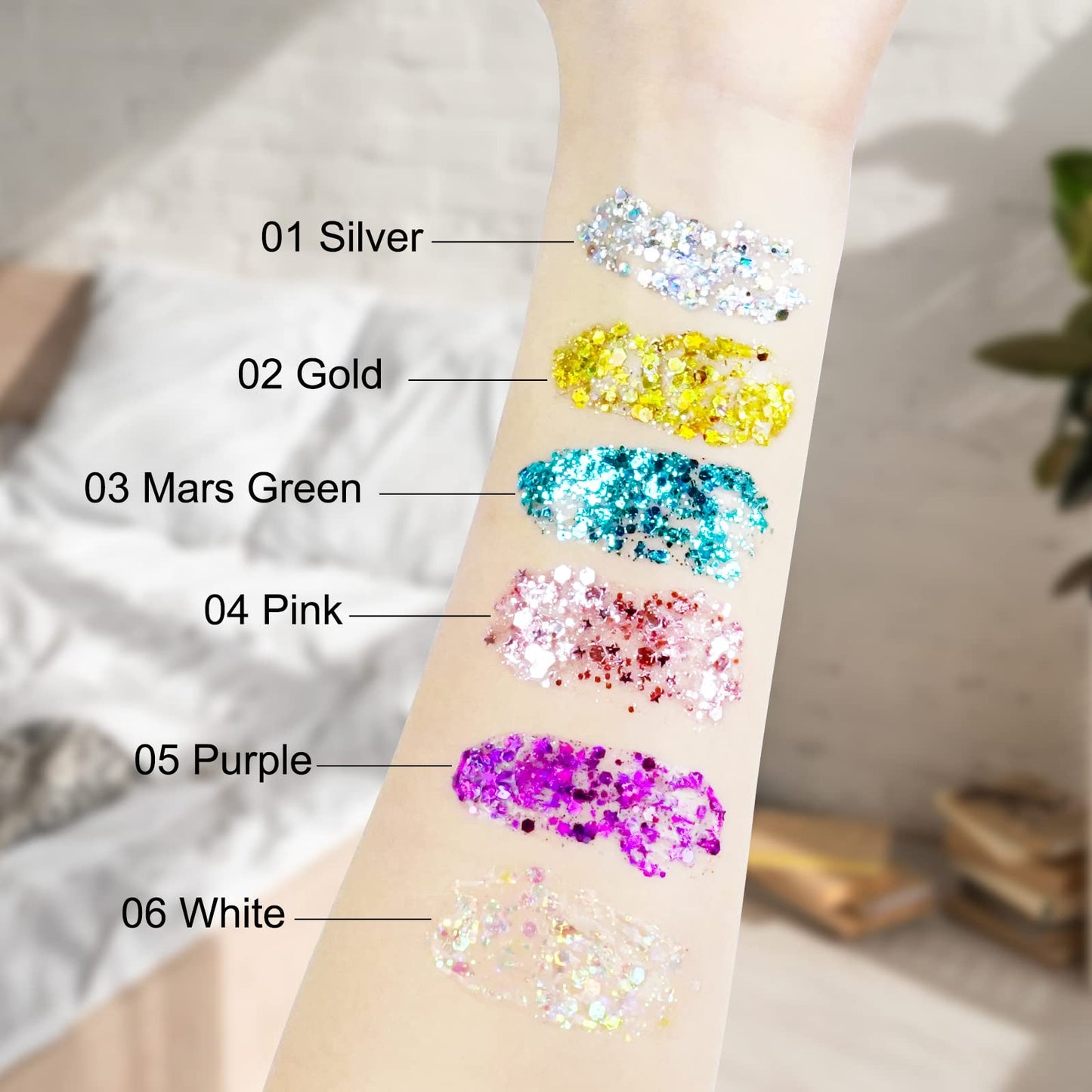 6Pcs Body Glitter for Women - Holiday Glitter Gel for Face &Body & Hair & Nail DIY?Hair Glitter Gel Create A Stunning Visual Feast ?Multiple Purpose Beauty & Personal Care YMFGPFYL